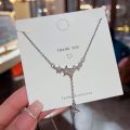 Starlight filled the sky zircon stone tassel pendant necklace for women girls titanium steel chain not fade necklaces. 