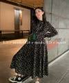 Elegant V Neck Women Floral Print Long Sleeve Dress For Women. 