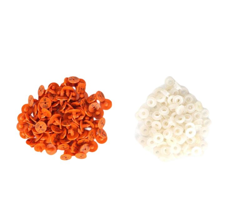100Pcs Plastic Animal Livestock Ear Tag for Rabbit Fox Dog (Orange)