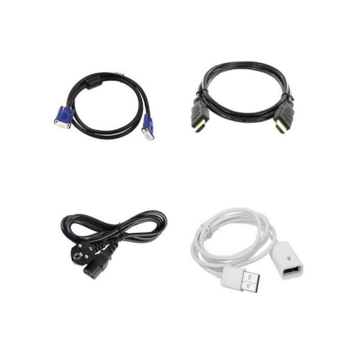 Combo Of 1.5M Desktop Power Cable,Vga,Hdmi,Male Female Cable