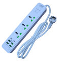 Urja Q4U-2M Extension Multiplug with 3 AC Sockets, 4 USB & 2 PD Fast Charging Ports, 2500W, 2m Cable, Surge Protector, Flame Retardant – Ideal for Home, Office & Travel. 