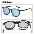 DISICHEN 2025 New TWO Oclock Magnet Sunglass Women Men Polarized Lens Optical Spectacle Frame Clip On Glasses Men Round TR90 3D Night Vision A2245. 