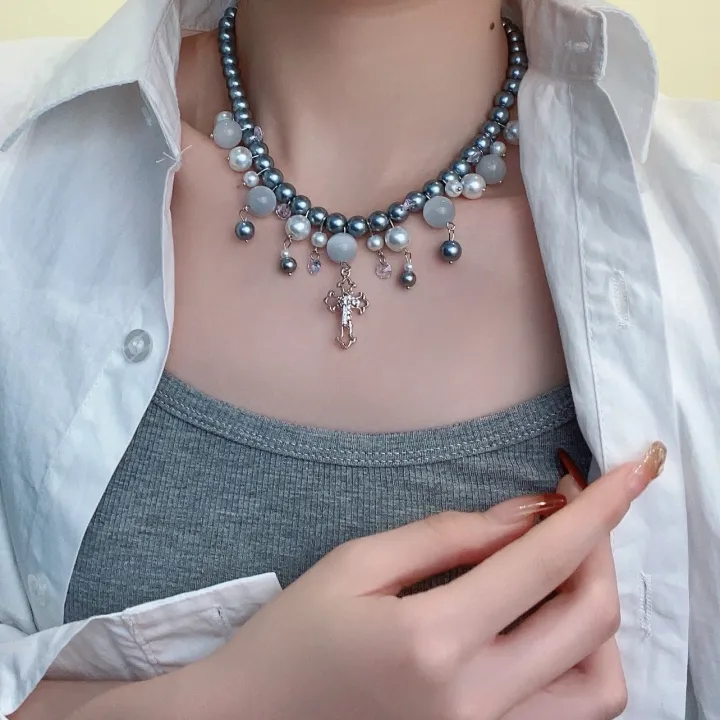 %E3%80%90Innovative%20designs%E3%80%91Sweet%20Cool%20Elegant%20Multi-layer%20Pearl%20Industry%20Cross%20Women's%20Light%20Niche%20Collarbone%20Chain%20Choker%20Necklace%20Necklace%20-%20Image%202
