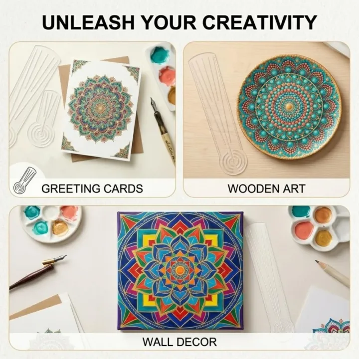 Multifunctional Paint Durable Mandala Drawing Stencil Acrylic Reusable ...