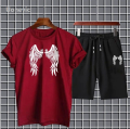 Uonevic Eagle Wings Printed Summer Tracksuit For Men Boys Tee-shirt with Shorts New Design Round Neck Half Sleeves T Shirts Top Quality Gym Wear Boxer Casual and comfortable Pair T-Shirt and Shorts. 