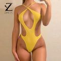 KEBETEMEZentora Women Beach Monokini Lace Up Backless MonokinLuxuryi Swimsuit for Beach Water Sports Solid Color Swimwear. 