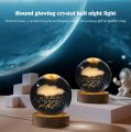 3D Crystal Ball LED Table Lamp with Wooden Base - 6cm | Home Decoration Items For Bedroom. 