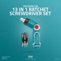 TOTAL 13 in 1 Ratchet Screwdriver Set - TACSD30136 | Multipurpose Ratchet Screwdriver Set | 12 Pcs Screwdriver Bits. 
