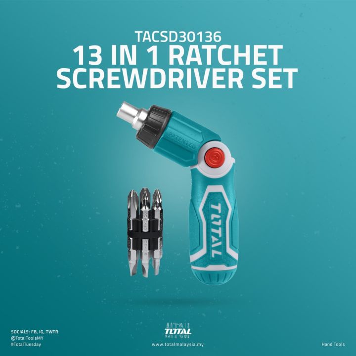TOTAL%2013%20in%201%20Ratchet%20Screwdriver%20Set%20-%20TACSD30136%20%7C%20Multipurpose%20Ratchet%20Screwdriver%20Set%20%7C%2012%20Pcs%20Screwdriver%20Bits%20-%20Image%204