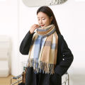 Pebbles Nepal Plaid Simple and Minimal Scarf for Women. 