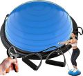 Half Exercise Ball , Stability Balance Board with Resistance Bands for Yoga Workouts, Half Dome Pilates Yoga Balance Ball Trainer. 