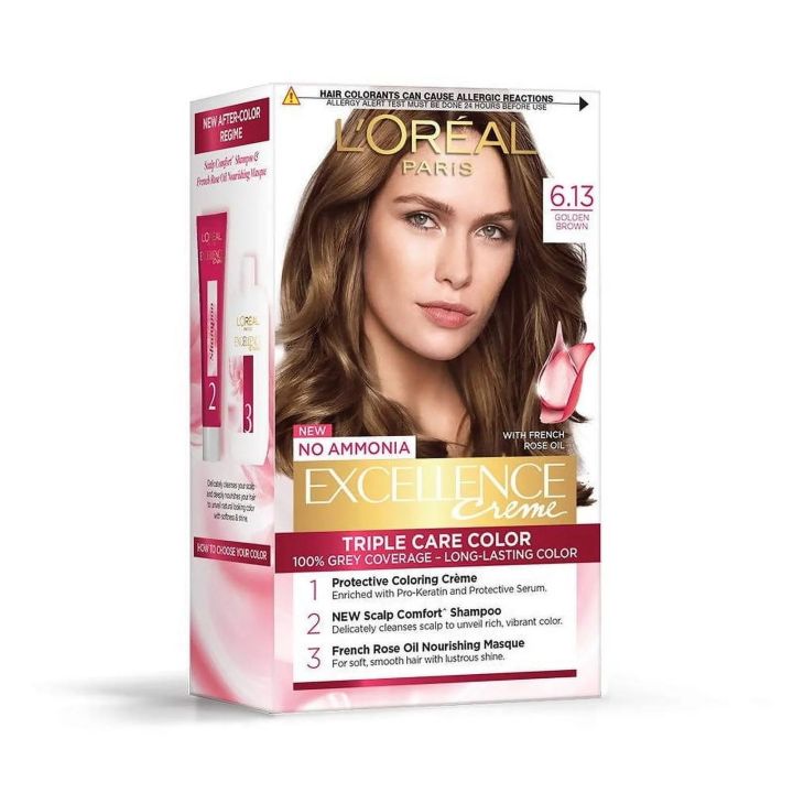 LOREAL PARIS Excellence Creme Hair Color - 6.13 Golden Brown (72ml+100g)