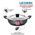 UCOOK Hard Anodised Induction Based Steel Lid Deep Kadhai 6 Litres. 