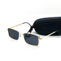 Golden Metal Thin Square Retro Trendy Sunglasses For Men. 