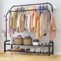 Coat Rack And Clothes Hanger Stand With Side Hooks And Bottom Shelves - Clothes Hangers. 