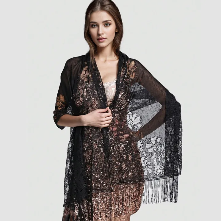 Summer%20Malaysia%20Solid%20Color%20Lace%20Hollow%20Fringe%20Long%20Scarf%20Shawl%20Wrap%20Veil%20for%20Women%20Cross%20Border%20Fashion%20-%20Image%202