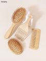 Sutuiying 4PCS bamboo and wood massage comb set, detoxification hair brush, Fashion scalp massager anti-static, suitable for household use. 