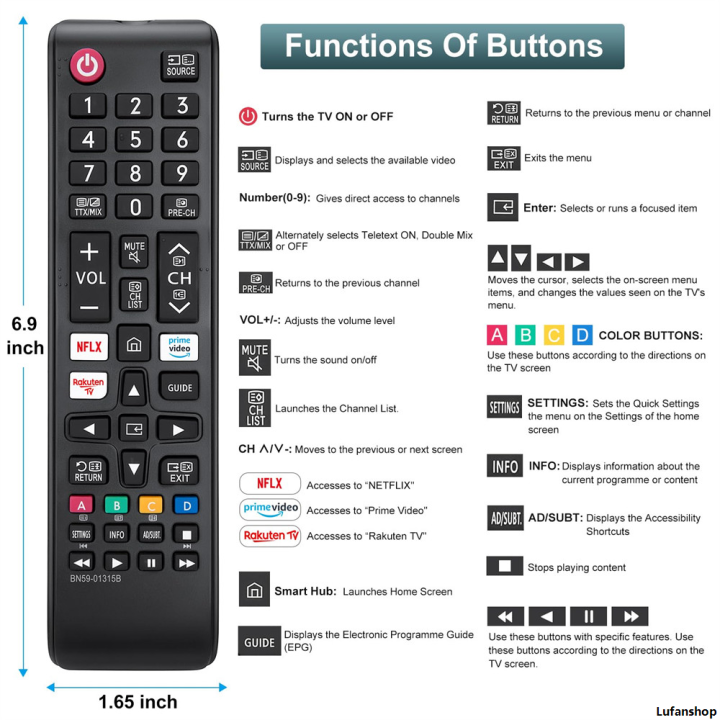 LufanshopSpecial%20Replacement%20BN59-01315B%20Universal%20Remote%20Control%20for%20Samsung%20Smart%20TV%204K%208K%20LCD%20LED%20UHD%20HDR%20Crystal%20QLED%20UE%20Series%20Quantum%20TVs%20-%20Image%206