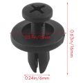 100 Pcs Car Push in Type Plastic Rivets Fastener Black 15 x 13 x 6mm. 