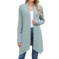 Women Solid Color Cardigan Sweater Open Front Long Casual Beach Kimonos Outfits Dark Green M. 