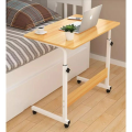 Adjustable Wooden Laptop Table (80x40 cm) with Wheels: Portable Computer Desk for Home Office, Living Room, Bedroom. 