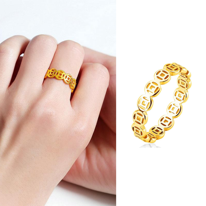 New 2025 Women Lucky Charm Ring Money Catcher Coin Stainless Charm Finger Ring Feng Shui Mantra Rings
