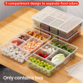 2 Pack Divided Vegetable Trays with Lids, Compartment Refrigerator Snack Boxes, Transparent Refrigerator Storage Boxes. 