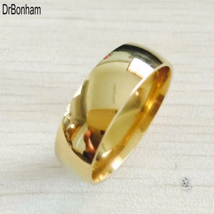 Titanium Finger Rings High polish 8mm wedding gold rings 22K Gold filled 316L Titanium finger ...