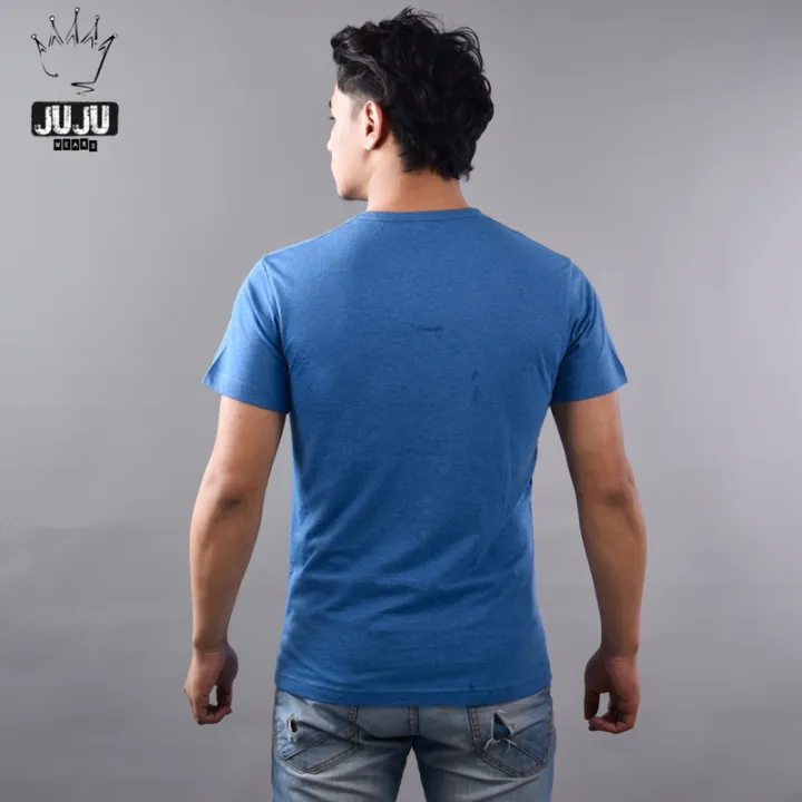 JUJU%20Wears%20Blue%20Melange%20Colour%20Boudha%20Printed%20Cotton%20Tshirt%20For%20Unisex%20-%20Image%205