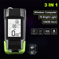 JAERBEE 3 in 1 Bike Light Lamp Cycling Bicycle Computer 120DB Bike Horn Bells Front Flashlight -Road Bike Speedometer Blue. 