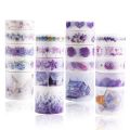 5 Roll of Different Width Japanese Handmade Washi Tape 5 Rolls Notebook Stickers Tape |  Journal Stickers Decoration  Tape for Scrapbook (Purple). 
