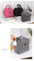 Insulated Large Size Lunch Bag Bento Cover Durable Office Style Thermal Insulated with Side Bottle Compartments Size 25x25x14cm. 