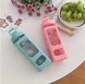 Square Water Bottle with Straw 900ML Reusable Leakproof Anti Slip for Home Office. 