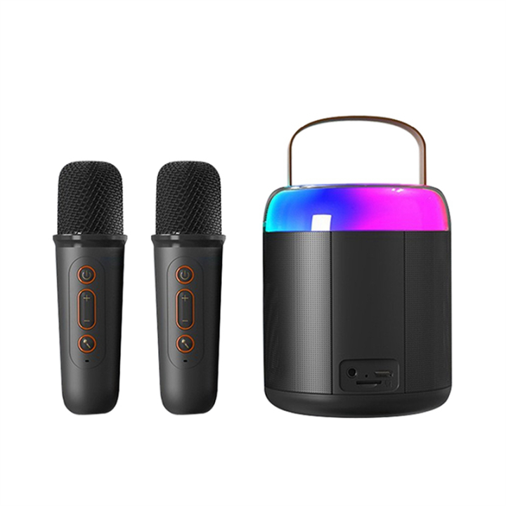 Portable Karaoke Machine Y2 KTV Bluetooth System Wireless Dual Microphone High-Fidelity Stereo Sound Black