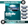 Gillette Mach 3 Blades - 4pc Blades ONLY | Perfectly Smooth Strokes for Perfect, Nick-free Shave with Skin-guard | MACH3 Mach III Mach-3 Mach Three Gillete Gillet Gilett. 