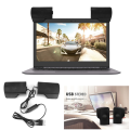 1 Piece USB Stereo Speaker Sound Bar Clipon Speakers Portable Black for Notebook Laptop Phone Music Player Computer. 