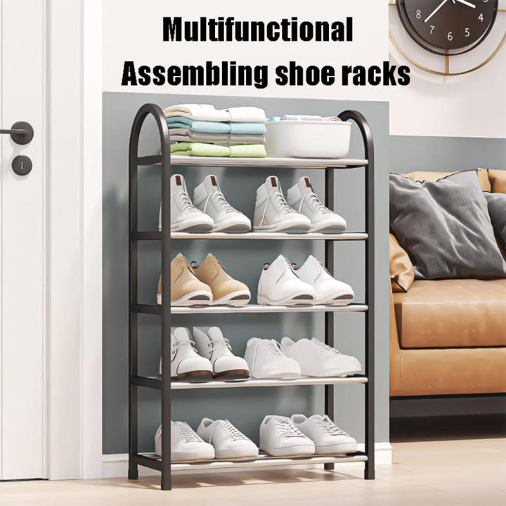 Pp+Steel%20Pipe%20Shoe%20Organizer%20Convenient%20%20Black/White/Pink%2057%20*%2019%20*%2041cm%20Hanging%20Shoe%20Rack%20Space-Saving%20Shoe%20Storage%20for%20Home%20Organization%20Entryway%20Storage%20Bedroom%20Furniture%20Apartment%20Living%20Shoe%20-%20Image%205