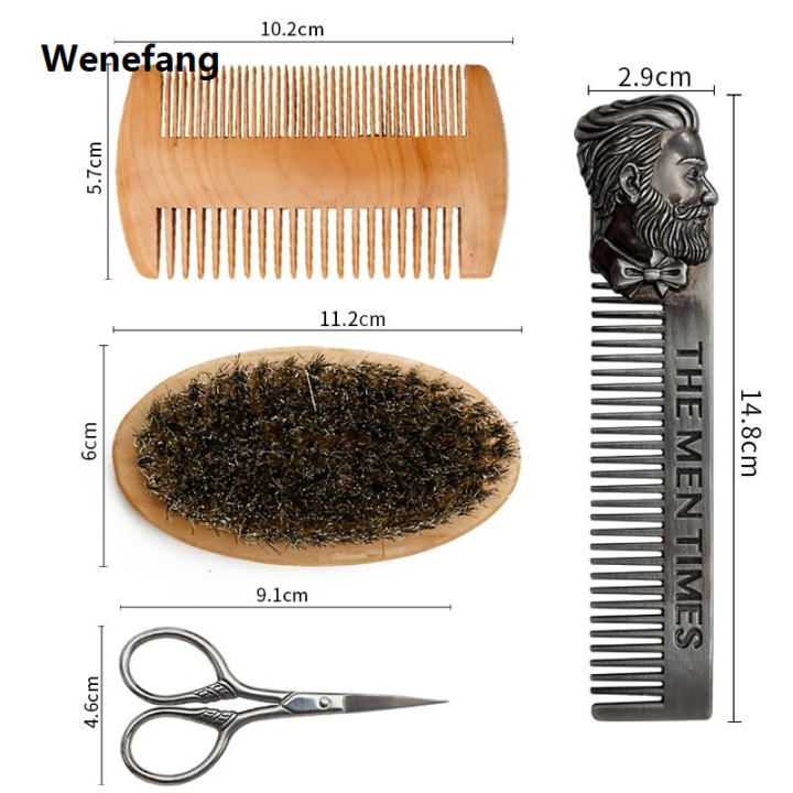 Wenefang%20Beard%20Brush%20Set%20Double-sided%20Styling%20Comb%20Scissor%20Repair%20Modeling%20Profesional%20Cleaning%20Care%20Kit%20for%20Men%20Wood%20Beard%20Kit%20with%20Bag%20-%20Image%205