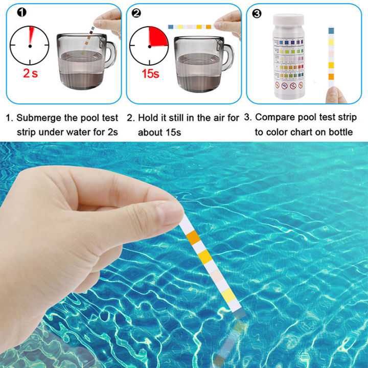 50pcs Multipurpose Chlorine PH Test Strips SPA Swimming Pool Water Tester Paper LINGLE