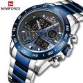 NAVIFORCE  Nf9171 Double Time Digital Analog Stainless Steel Waterproof Military Watch. 