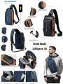 Multifunction PU Chest Bag One Side Bag With USB Charging Port and Password Lock for "' Unisex I Fashion Unisex Bag. 