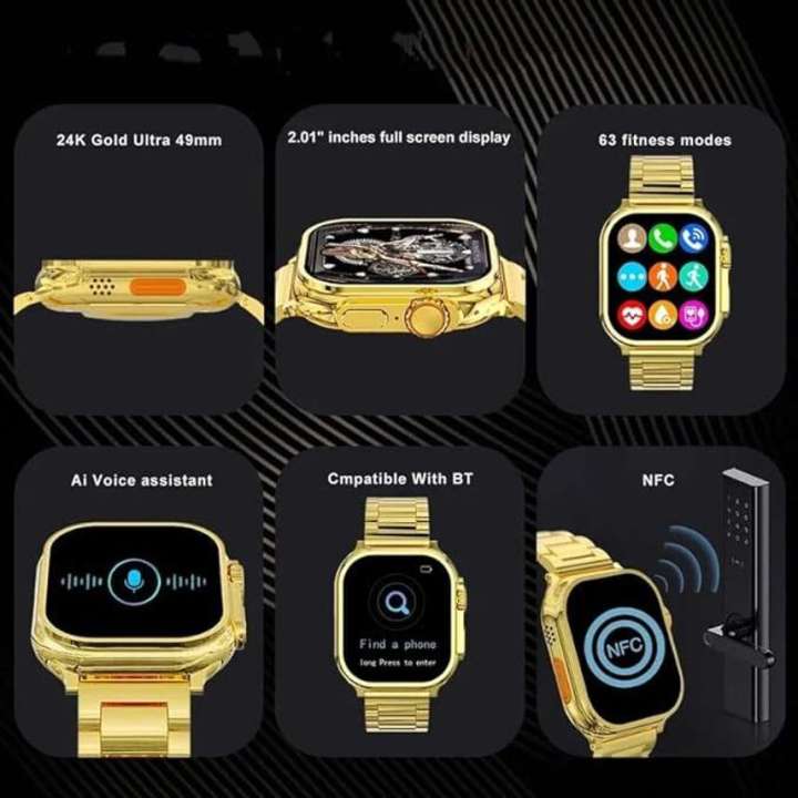 Ultra Gold Edition Smartwatch With Sports Mode 49MM Gold Smartwatch | 6 ...