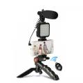 Video Vlogger Kits Microphone LED Fill Light Mini Tripod For Phone Vlog Video Recording Condenser AY-49 with remote. 