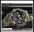 Skmei 1637 Men Digital Analog Dual Display Alarm Waterproof 3 Time Sport Wristwatch - Camouflage green. 