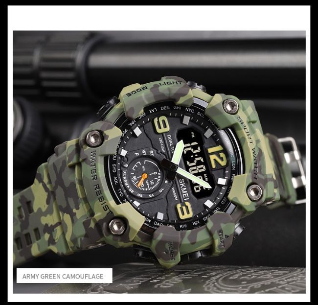 Skmei%201637%20Men%20Digital%20Analog%20Dual%20Display%20Alarm%20Waterproof%203%20Time%20Sport%20Wristwatch%20-%20Camouflage%20green%20-%20Image%205
