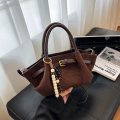 Pebbles Nepal | Classic 90s Minimalist Shoulder Bag | Aesthetic Small Side Bag with Silk Scarf & Plushie Charm | Retro Baguette Handbag for Women. 