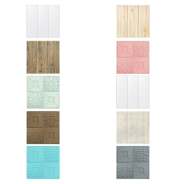 Home Decor Waterproof Wood Grain Foam Wallpaper Foam Soundproof Anti-collision 3D Wall Stickers DIY Self Adhesive Self-adhesive Wallpaper Living Room Bedroom