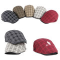 Stripe Lattice Beret Hat Women Men Plaid Visors Duckbill Herringbone Flat Cap. 