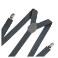 Unisex Clip on Suspender Elastic Y-Shape Back Formal Adjustable Braces, Dark Gray. 