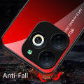 Biruiqu For Infinix Smart 8 Shockproof Gradient Tempered Glass Back Soft Silicone Edge Case Cover. 
